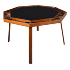 Folding Poker Table Oak Wood & Steel Legs 8-Player
