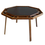 Folding Poker Table Oak Wood & Steel Legs 8-Player