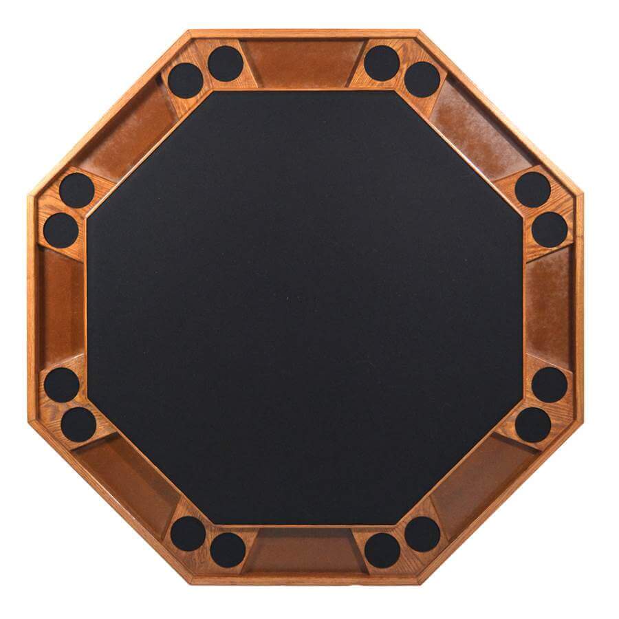 Folding Poker Table Oak Wood & Steel Legs 8-Player
