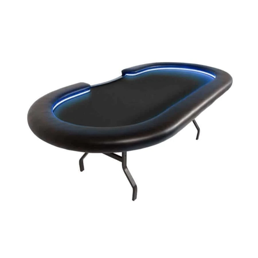 Folding Poker Table Seats 10 Removable Felt LED Lighting