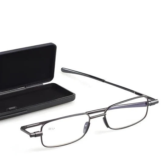 Folding Reading Glasses Compact Spring-Hinged Slim Case