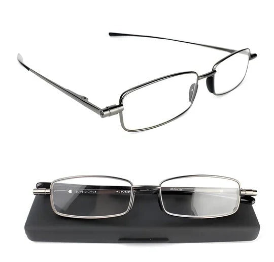 Folding Reading Glasses Compact Spring-Hinged Slim Case