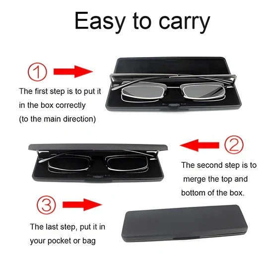 Folding Reading Glasses Compact Spring-Hinged Slim Case