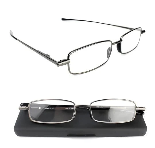 Folding Reading Glasses Spring-Hinged Compact Case