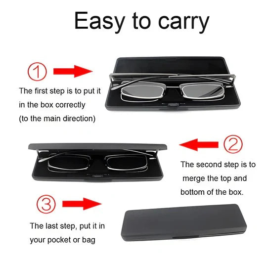 Folding Reading Glasses Spring-Hinged Compact Case