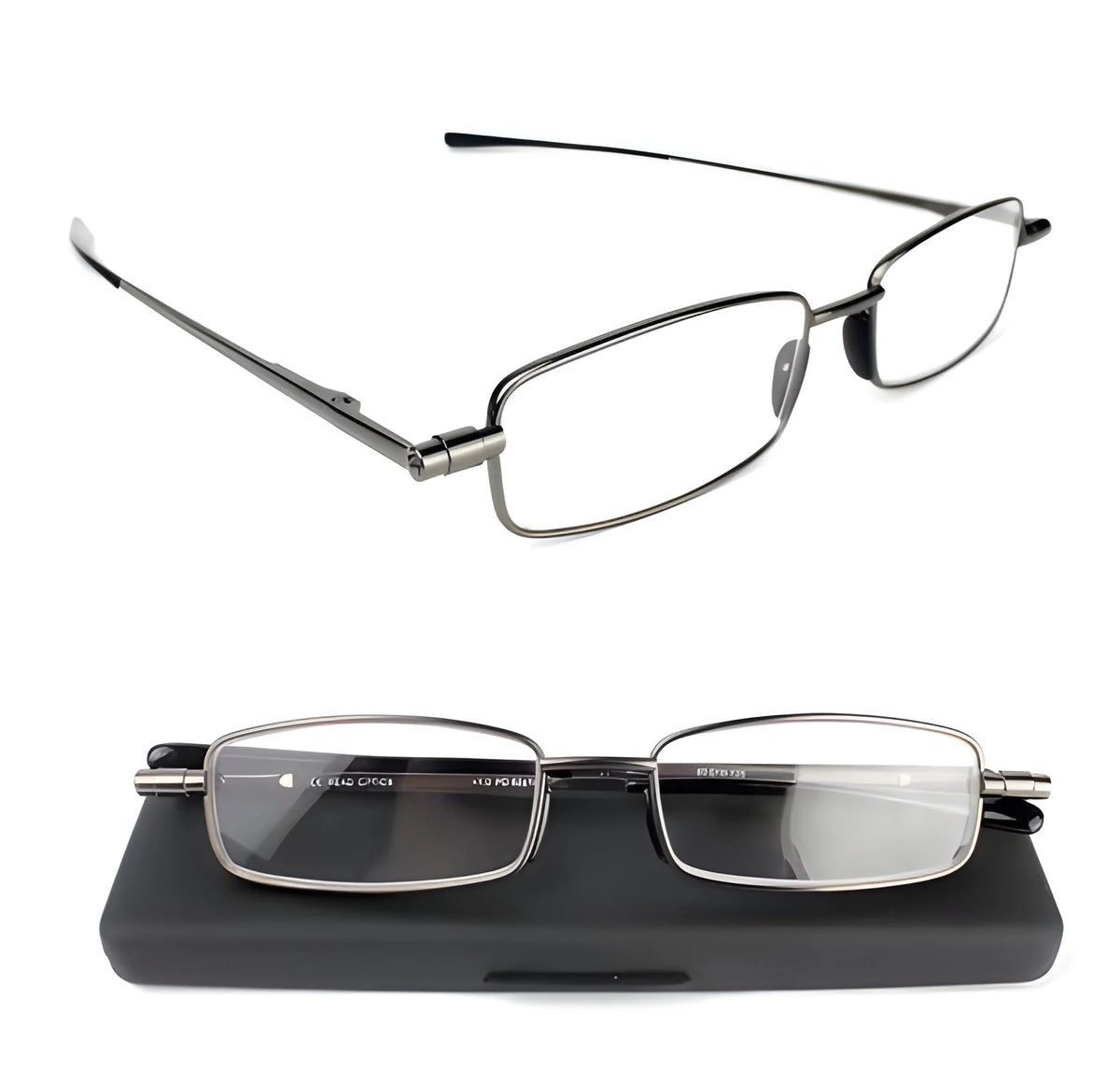 Folding Reading Glasses Stainless Steel Compact Case