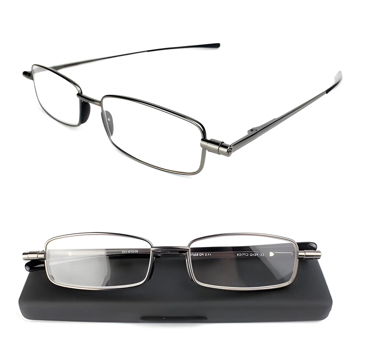 Folding Reading Glasses Stainless Steel Compact Case