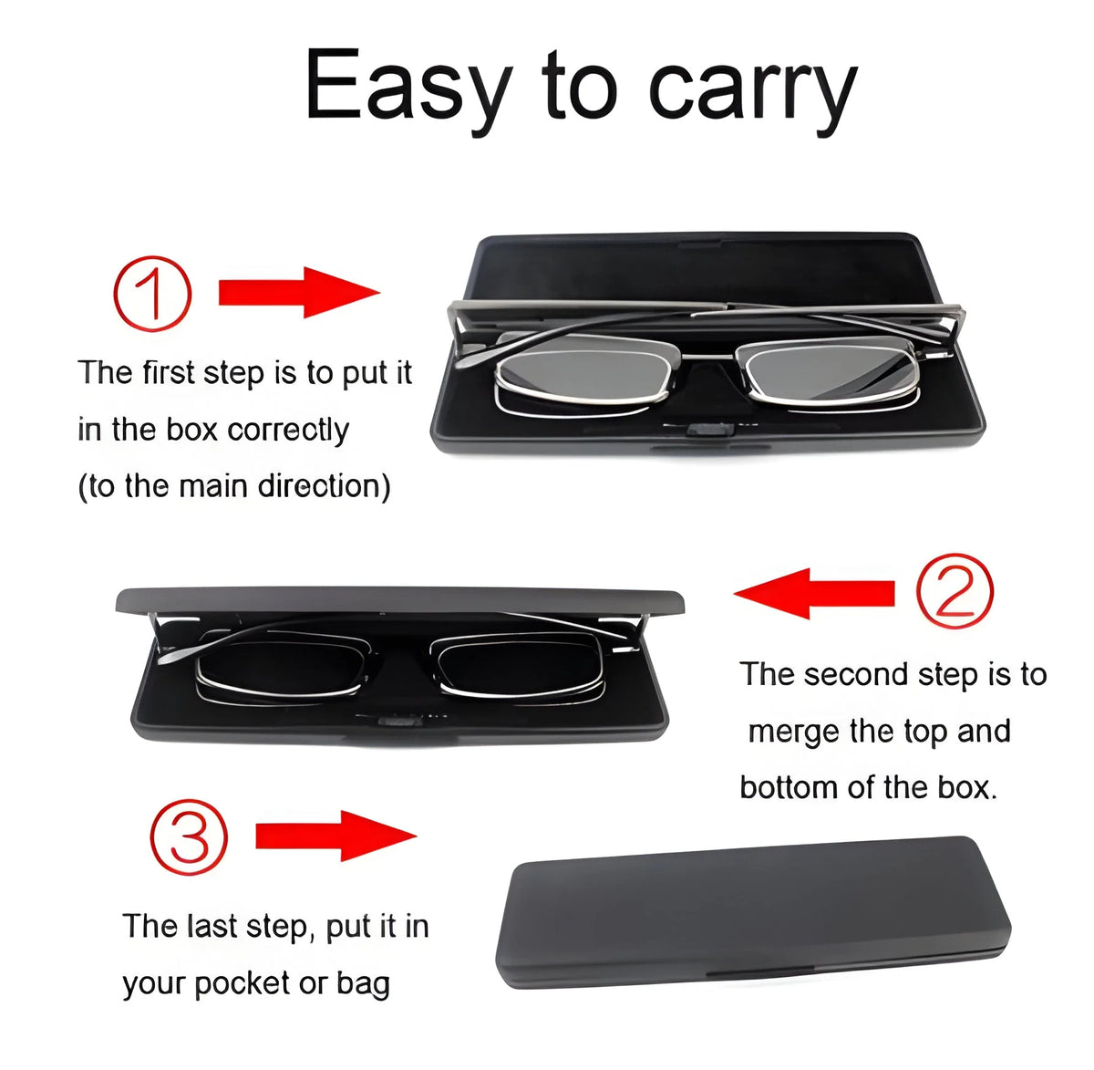 Folding Reading Glasses Stainless Steel Compact Case