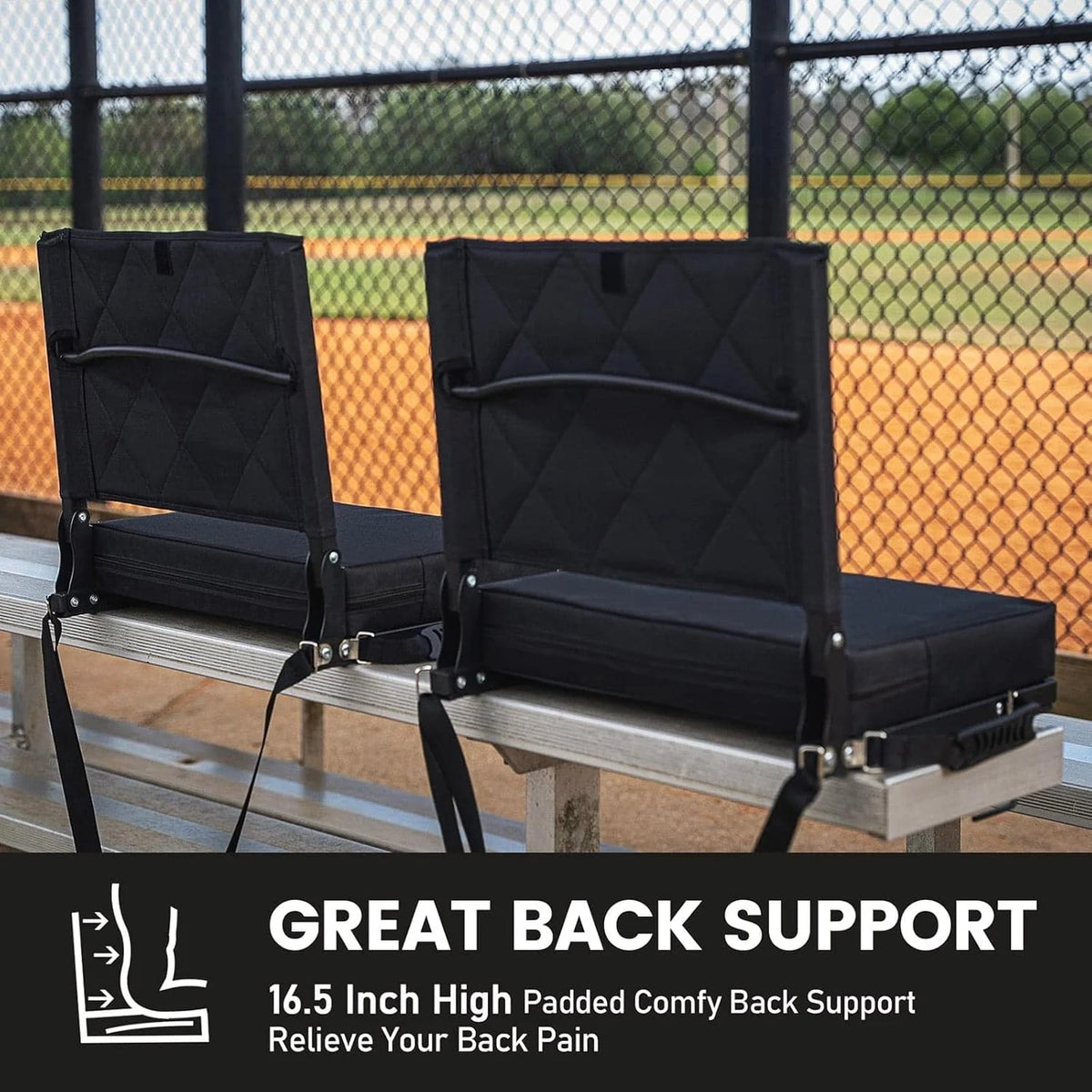 Folding Stadium Seat Angled Backrest Gripping Base