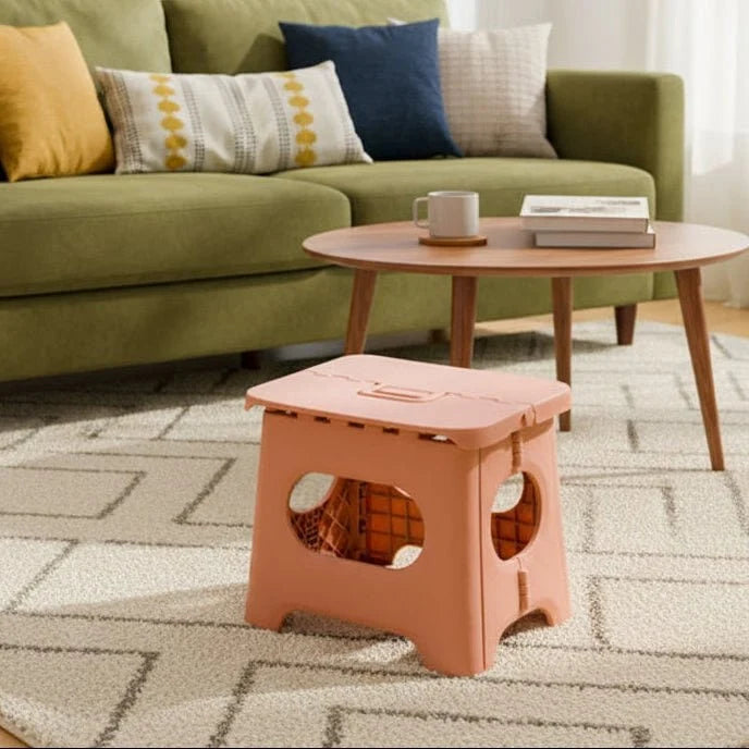 Folding Step Stool Fold-Flat Built-In Handle Non-Slip Base
