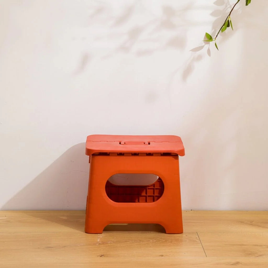 Folding Step Stool Fold-Flat Built-In Handle Non-Slip Base