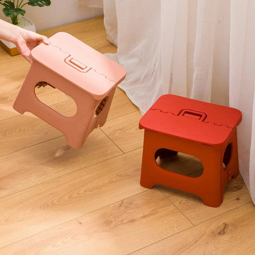 Folding Step Stool Fold-Flat Built-In Handle Non-Slip Base
