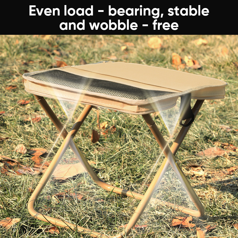 Folding Stool Carbon Steel X-Frame Supports Up To 331 lb