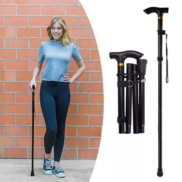 Folding Walking Cane Telescopic Aluminum Non-Slip Tip
