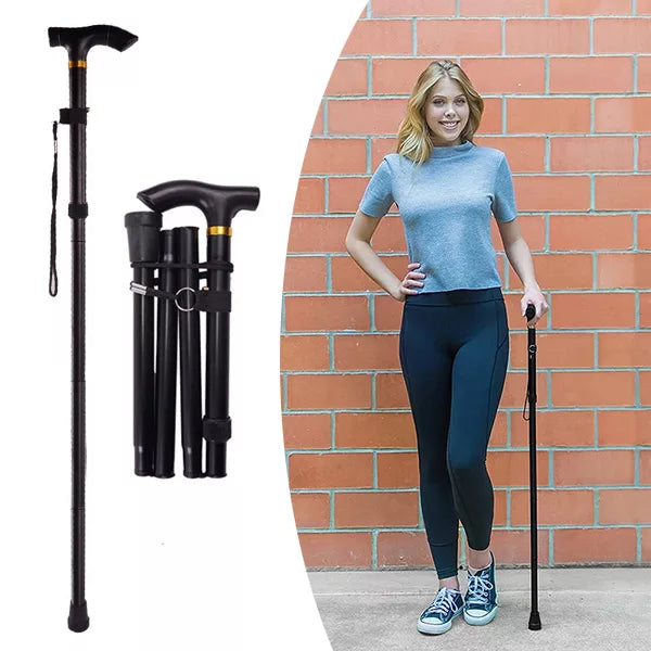 Folding Walking Cane Telescopic Aluminum Non-Slip Tip
