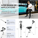 Folding Walking Stick With Seat & Adjustable Height