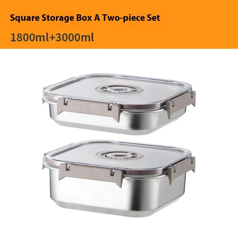 Food Container Set Vacuum-Sealed Stainless Steel Set of 2