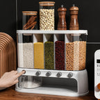 Food Storage Container Five-Compartment Airtight Push-Button Dispensers