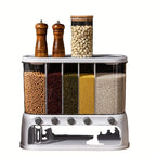 Food Storage Container Five-Compartment Airtight Push-Button Dispensers