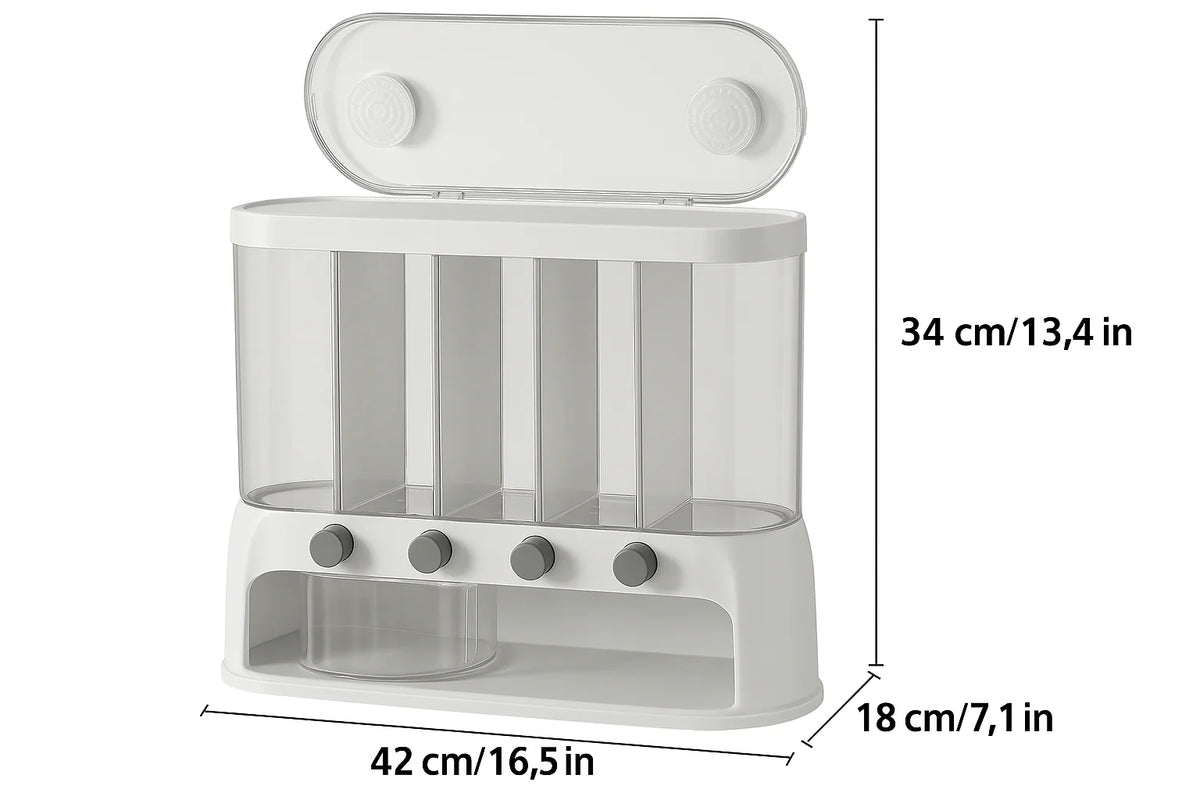 Food Storage Container Five-Compartment Airtight Push-Button Dispensers
