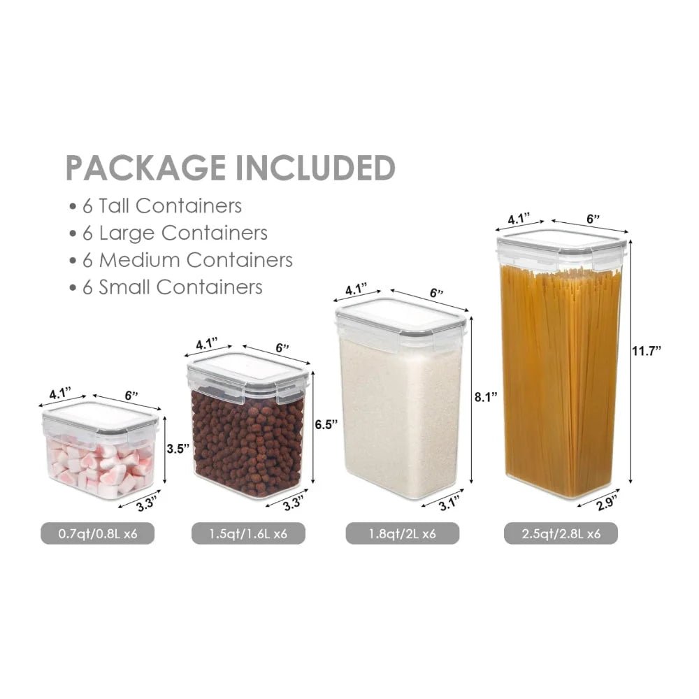 Food Storage Containers Airtight Side-Locking Stackable Set of 24