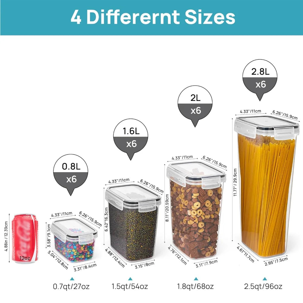 Food Storage Containers Airtight Side-Locking Stackable Set of 24