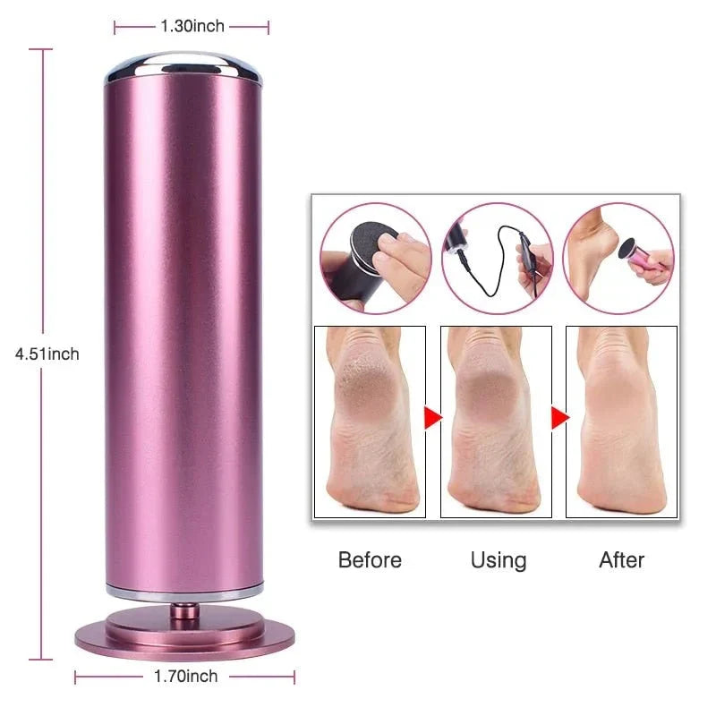 Foot File USB Rechargeable Interchangeable Rollers Pressure-Sensing Safety