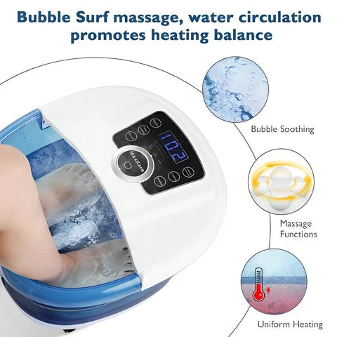 Foot Spa Massager Adjustable Heat Bubbles & Rollers