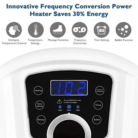 Foot Spa Massager Adjustable Heat Bubbles & Rollers