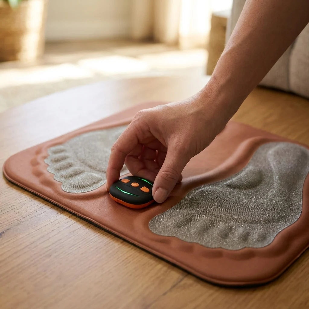 Foot Stimulator NMES Copper Fiber Cushion USB Rechargeable Remote
