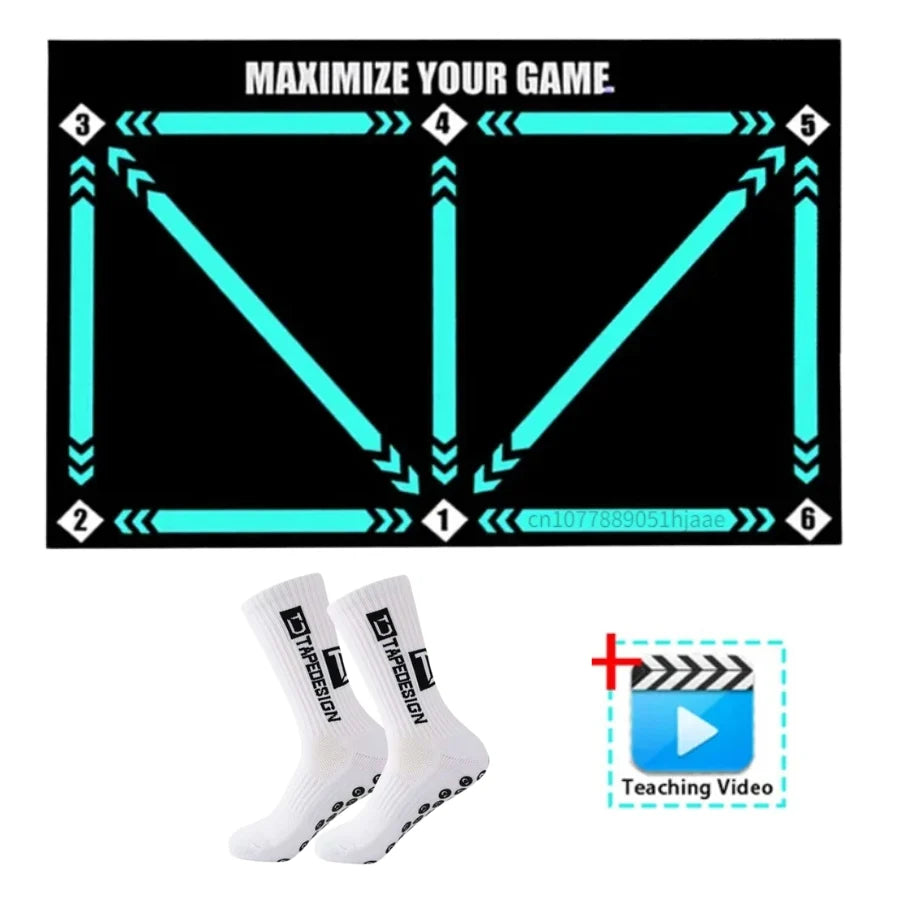 Football Training Mat Compact Video Program & Grip Socks