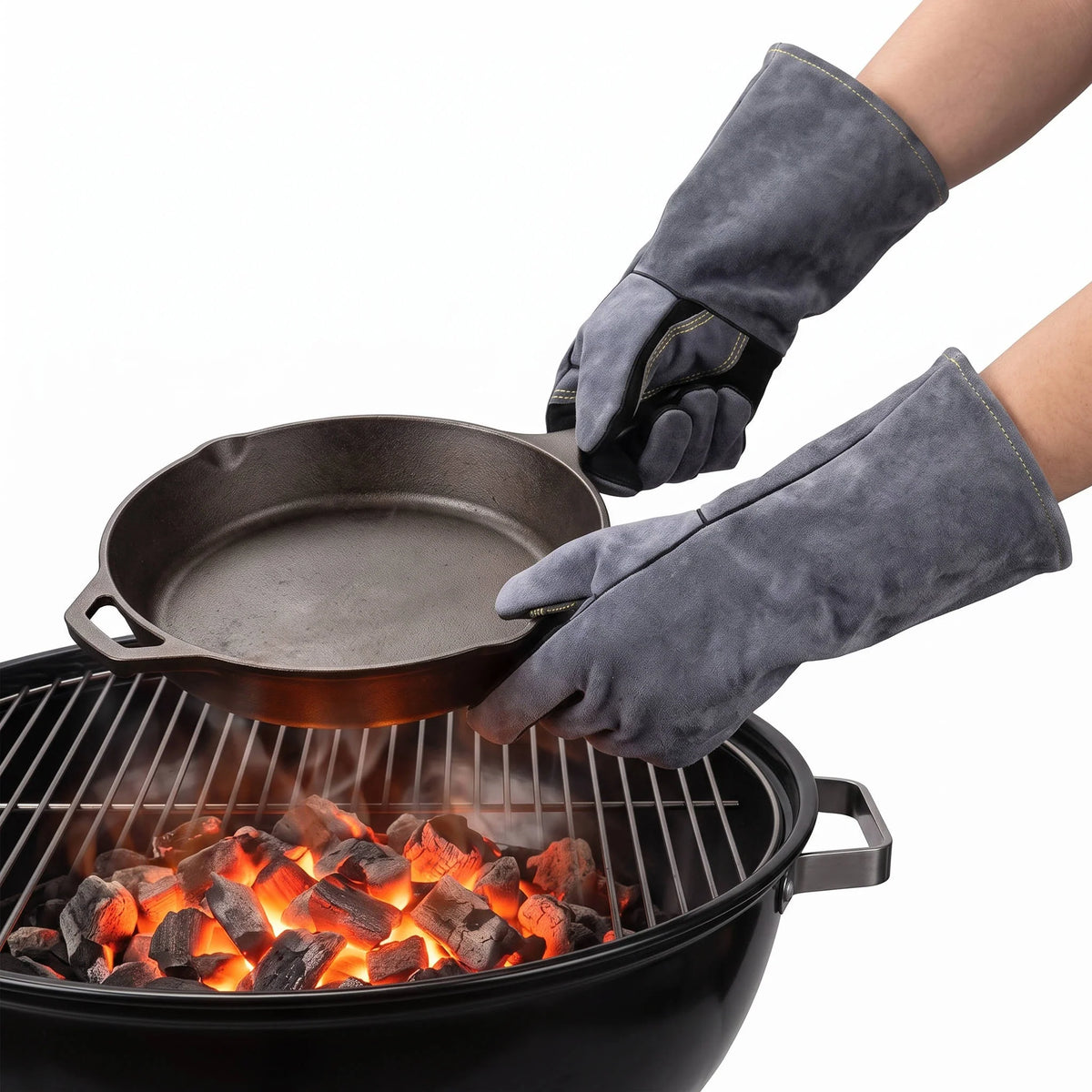 Forearm Heat-Resistant Gloves Cowhide Leather 932°F 16-Inch