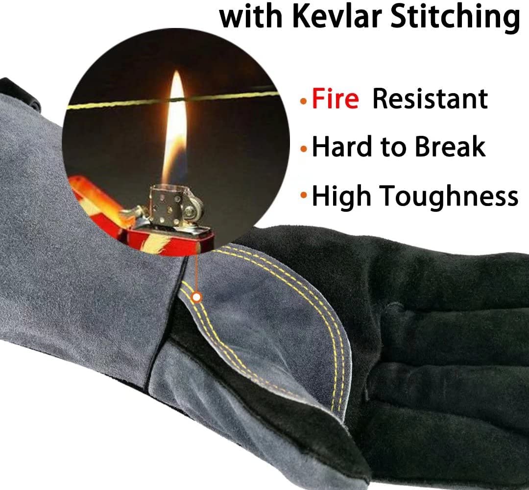 Forearm Heat-Resistant Gloves Cowhide Leather 932°F 16-Inch