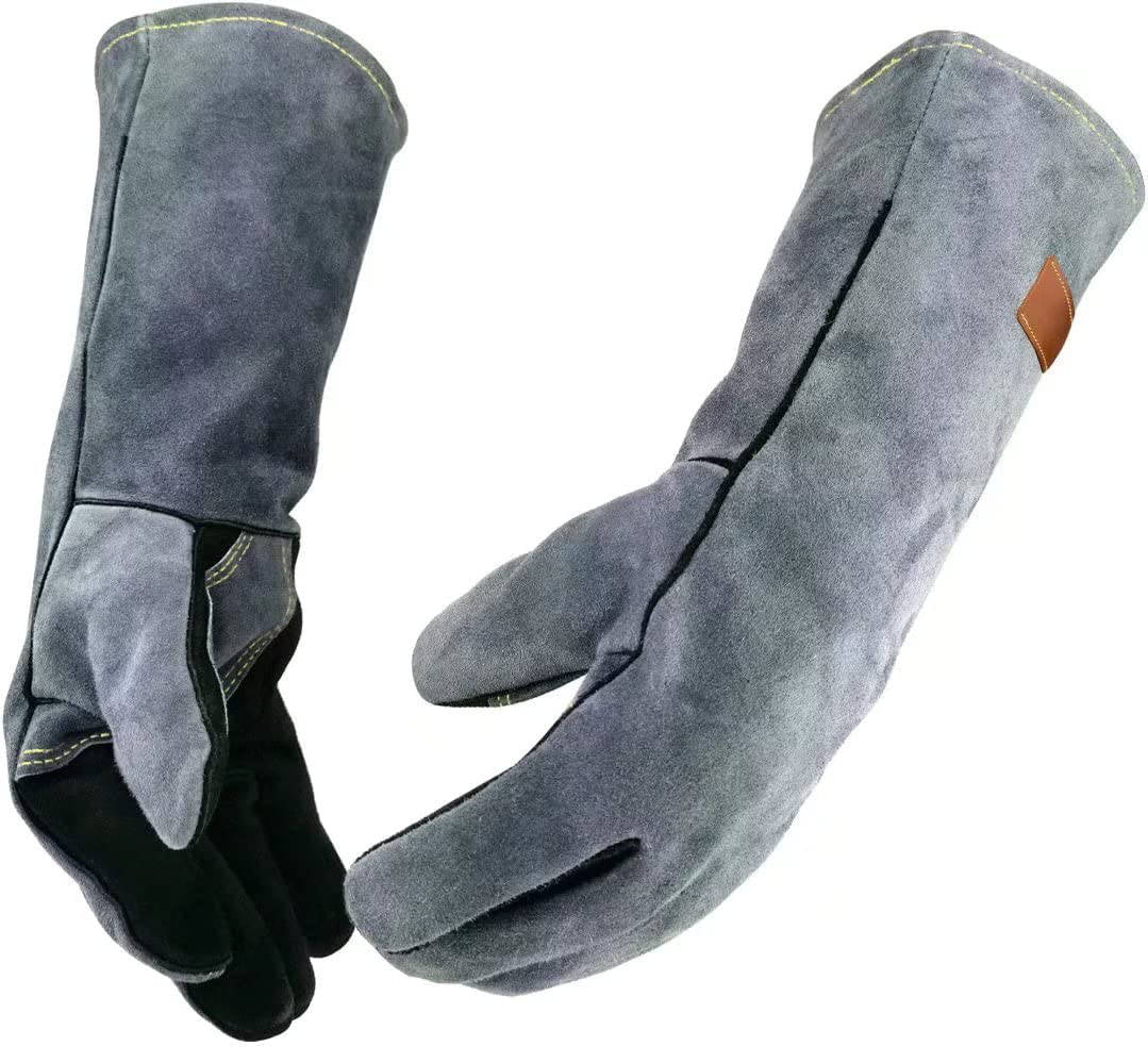 Forearm Heat-Resistant Gloves Cowhide Leather 932°F 16-Inch