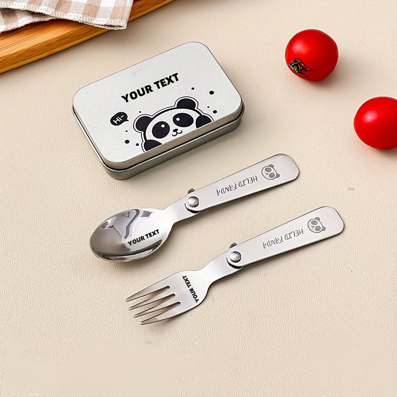 Fork & Spoon Set Folding Stainless Steel Travel Case