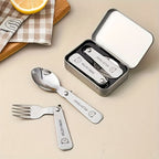 Fork & Spoon Set Folding Stainless Steel Travel Case