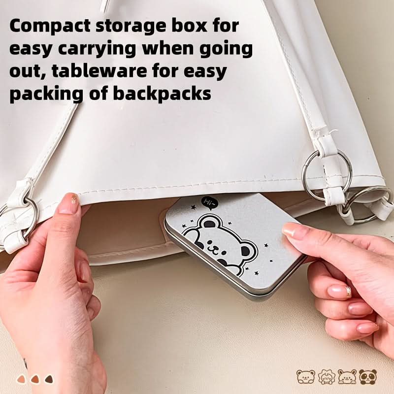 Fork & Spoon Set Folding Stainless Steel Travel Case