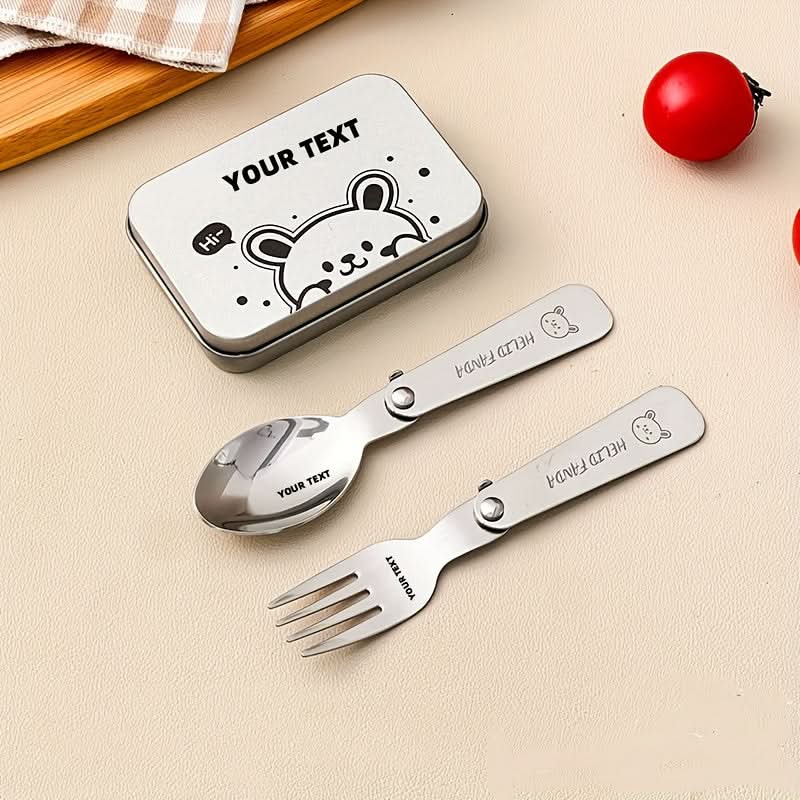 Fork & Spoon Set Folding Stainless Steel Travel Case