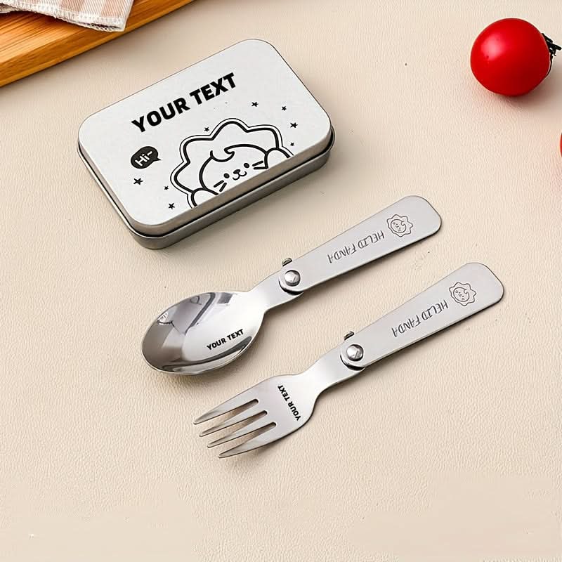 Fork & Spoon Set Folding Stainless Steel Travel Case