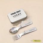 Fork & Spoon Set Folding Stainless Steel Travel Case