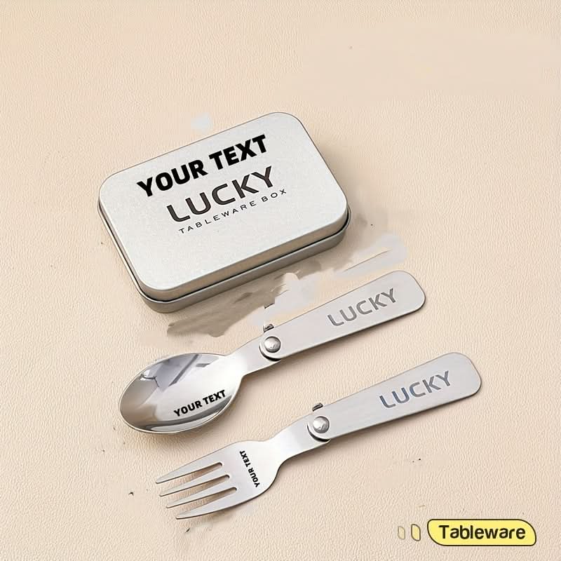 Fork & Spoon Set Folding Stainless Steel Travel Case