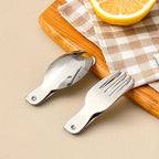 Fork & Spoon Set Folding Stainless Steel Travel Case
