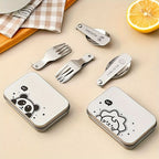 Fork & Spoon Set Folding Stainless Steel Travel Case