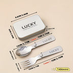 Fork & Spoon Set Folding Stainless Steel Travel Case