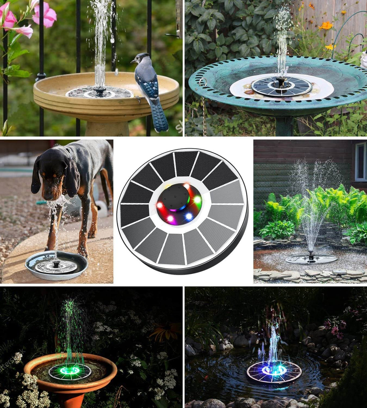 Fountain Pump Solar-Powered 4 Interchangeable Nozzles