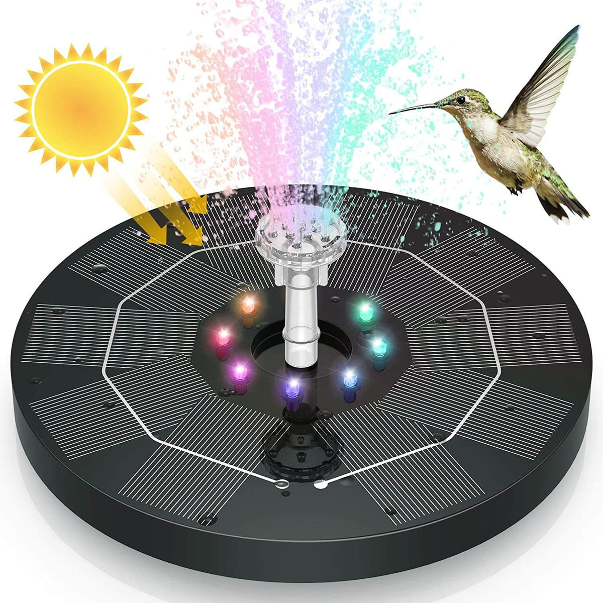Fountain Pump Solar-Powered 4 Interchangeable Nozzles