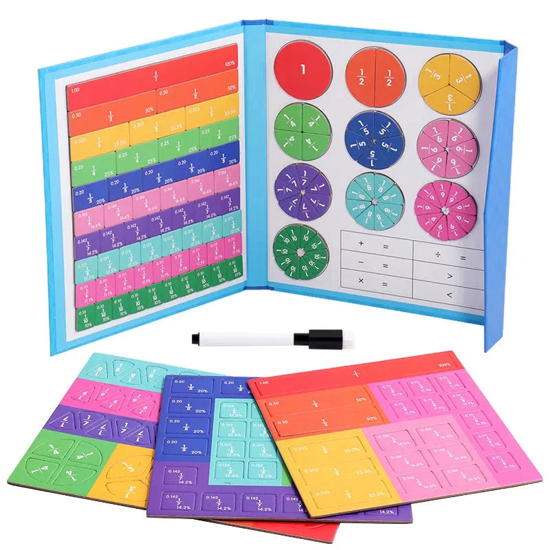 Fraction Learning Book Magnetic Pieces Hands-On Portable