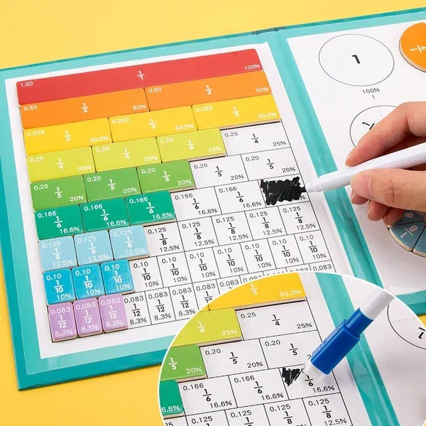 Fraction Learning Book Magnetic Pieces Hands-On Portable