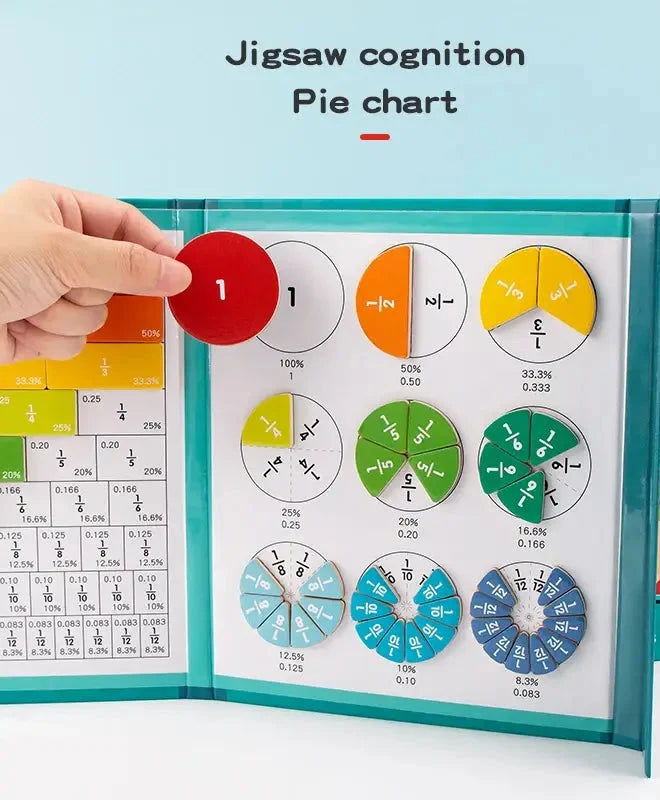 Fraction Learning Book Magnetic Pieces Hands-On Portable