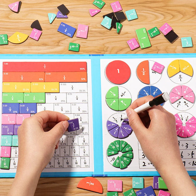 Fraction Learning Book Magnetic Pieces Hands-On Portable